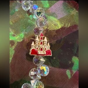 Red Castle Charm Beaded Necklace